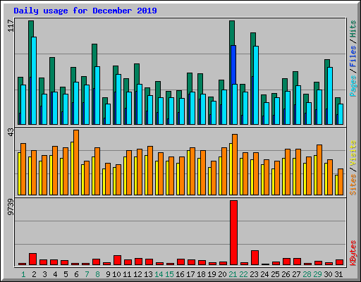 Daily usage for December 2019