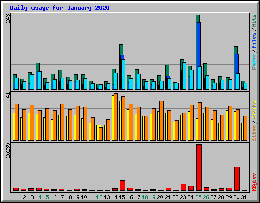Daily usage for January 2020