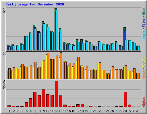 Daily usage for December 2020