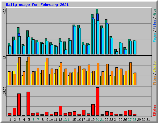 Daily usage for February 2021