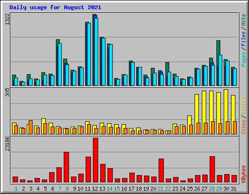 Daily usage for August 2021