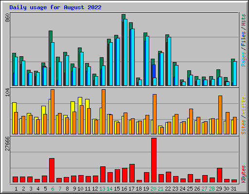 Daily usage for August 2022